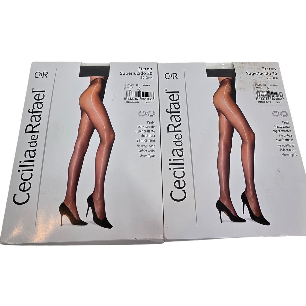 Cecilia De Rafael Eterno Superlucido 20 Leggings Womens XL Black Sheer Shiny 20D